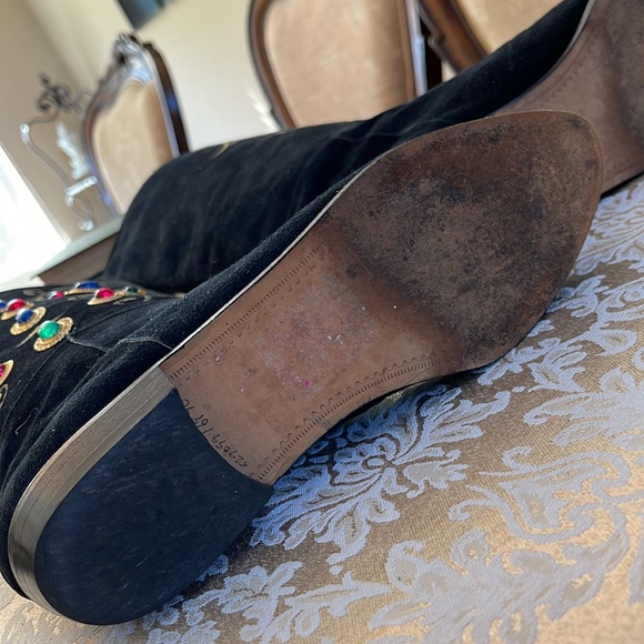 Zalo beaded & embroidered black suede tall boots - Picture 9 of 13